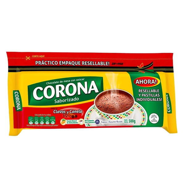 Corona Hot Chocolate Bar with Cloves & Cinnamon (500g) - chocolate corona clavos y canela