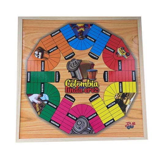 Juego de Parques - Tablero de Madera magnetizado Doble Cara 4 a 6 Jugadores